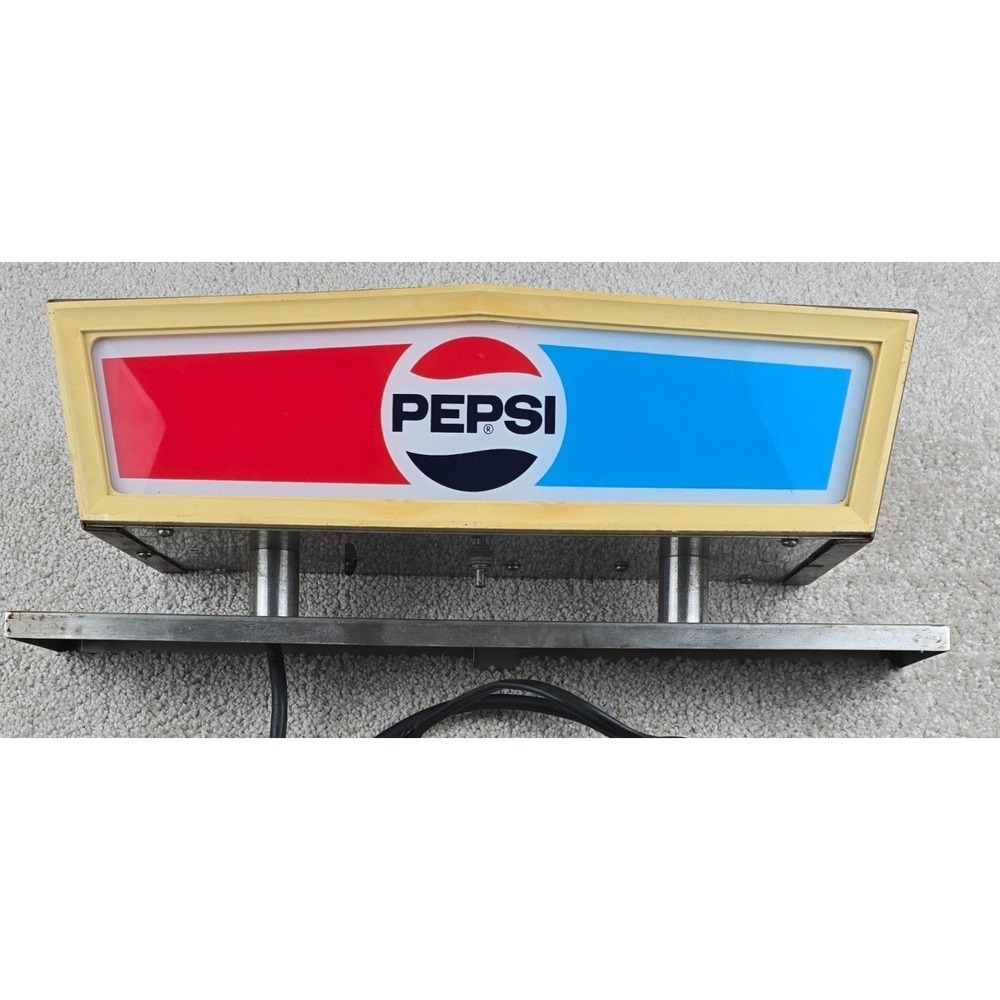 Vintage Pepsi Lighted Sign Soda Fountain Bar Light Retro Man Cave Decor